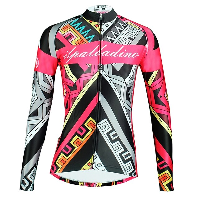  ILPALADINO Women's Long Sleeve Cycling Jersey Winter Elastane Black Floral Botanical Funny Bike Top Mountain Bike MTB Road Bike Cycling Breathable Ultraviolet Resistant Quick Dry Sports Clothing