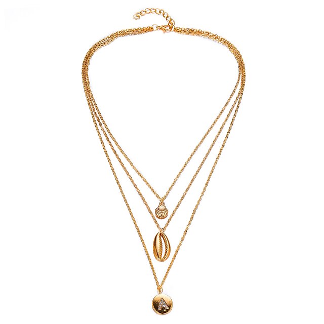  Women's Layered Necklace Long Necklace Classic Shell Puka Shell Ladies Artistic Alloy Gold 45 cm Necklace Jewelry 1pc For Gift Festival