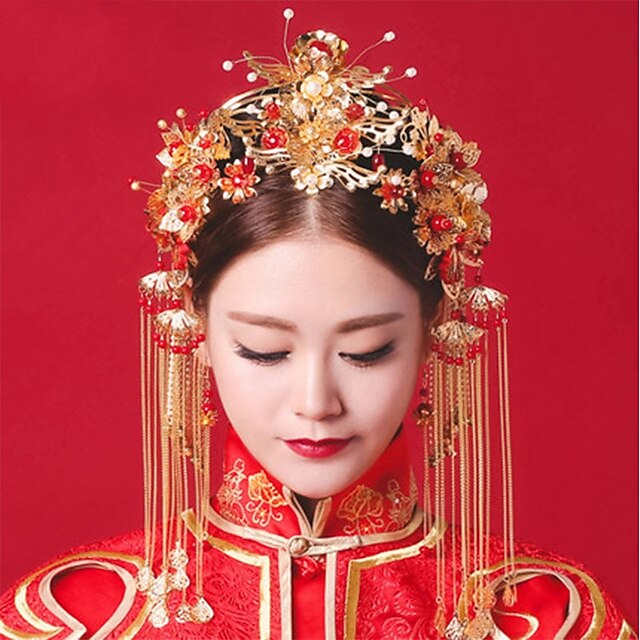  Νύφη Στυλ Πεταλούδα Klasika Παραδοσιακό Κινέζικο Στυλ Καλύμματα Κεφαλής Κλάμερ Καρφίτσες Μαλλιών Νυφικό κόσμημα σετ Για Πάρτι πριν το Γάμο Γαμήλιο Πάρτι Γυναικεία Κοριτσίστικα Κοστούμια Κοσμήματα
