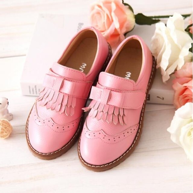  Girls' Comfort / Flower Girl Shoes Cowhide Sneakers Toddler(9m-4ys) / Little Kids(4-7ys) / Big Kids(7years +) Tassel Black / Red / Pink Spring &  Fall / Rubber