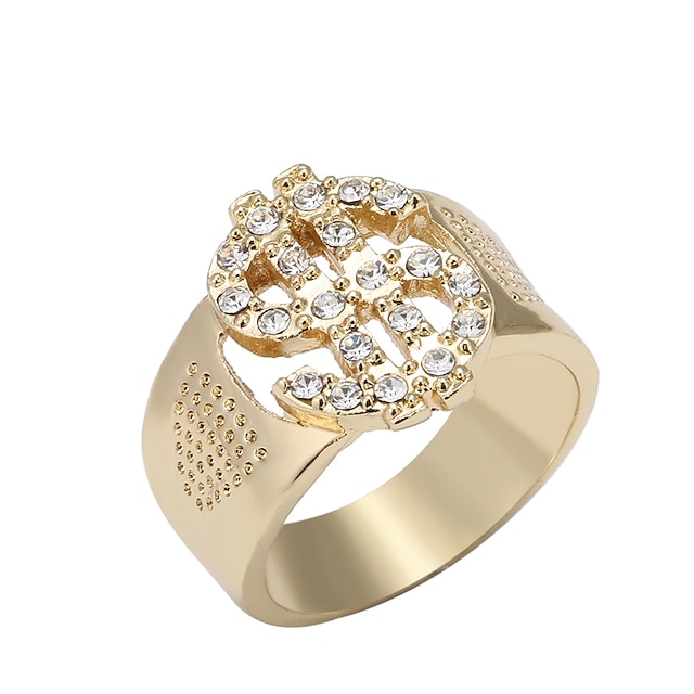  Ring 3D Gold 18K Gold Plated Rhinestone Alloy Ladies Unique Design Fashion 1pc 9 10 / Women's