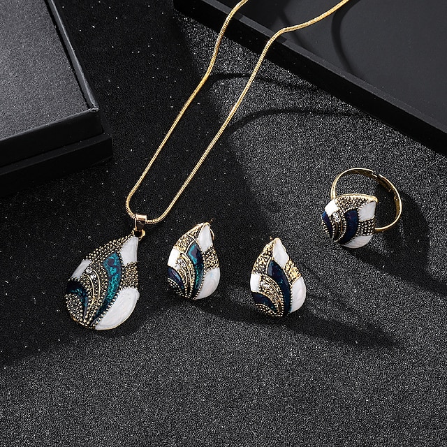  Women's Hoop Earrings Necklace Open Ring Sculpture Pear Ladies Trendy Fashion Elegant Earrings Jewelry Gold / Silver For Evening Party Holiday 1 set