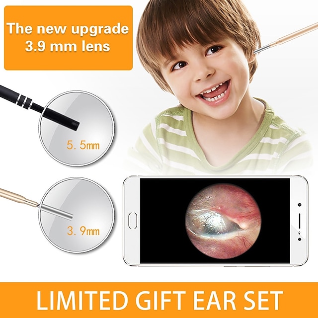  3 in 1 wifi ear ear orecchio visivo earpick cucchiaio con 3,9 millimetri usb mini led fotocamera penna cerume strumento di ispezione di pulizia