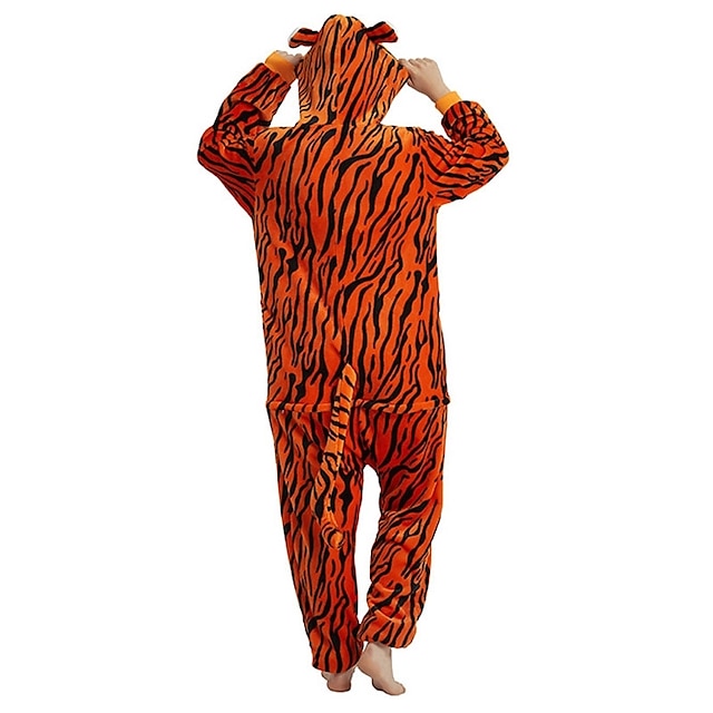 Toys & Hobbies Cosplay & Costumes | Adults Kigurumi Pajamas Tiger Onesie Pajamas Flannel Fabric Orange Cosplay For Men and Women