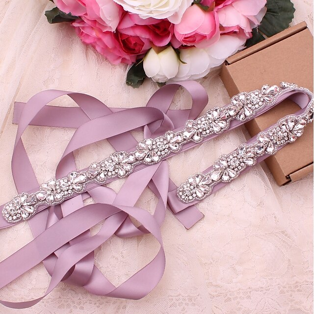  Satin / Tulle Wedding / Special Occasion Sash With Crystals / Rhinestones Women's Sashes