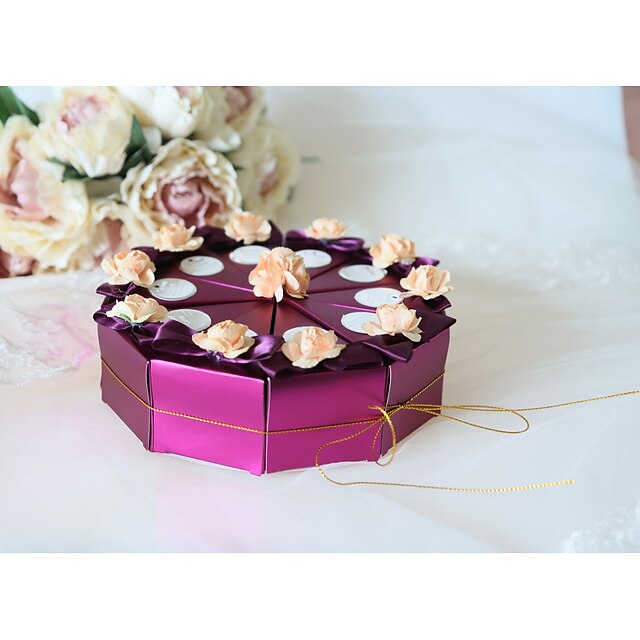 Round Grosgrain / Art Paper Favor Holder with Scattered Bead Floral Motif Style / Satin Bow Favor Boxes / Gift Boxes - 10pcs