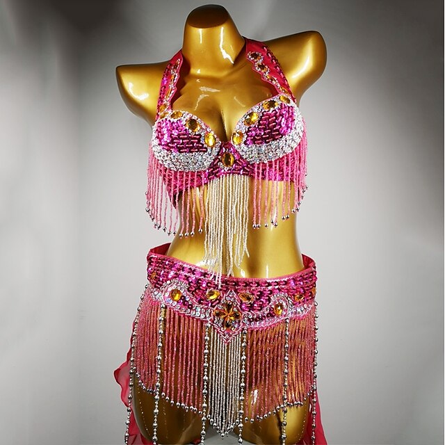  Belly Dance Bra Crystals / Rhinestones Women's Performance Spandex