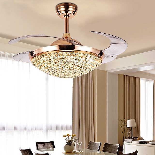  1-Light 108 cm Crystal / Tri-color Ceiling Fan Metal Electroplated LED / Modern 220-240V