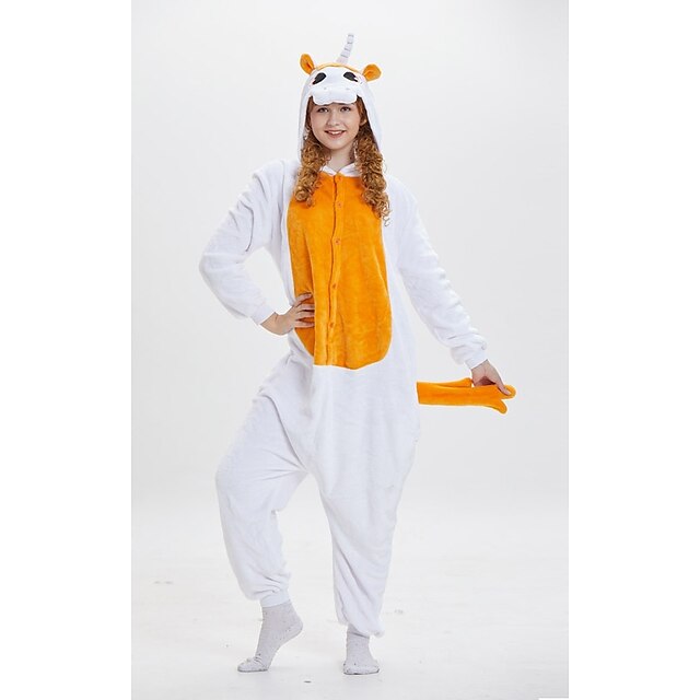 Adults' Kigurumi Pajamas Unicorn Anime Pony Onesie Pajamas polyester fibre Orange Cosplay For Men and Women Animal Sleepwear Cartoon Festival / Holiday Costumes