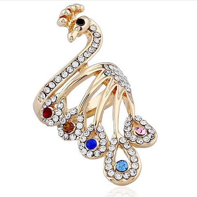  Ring Hollow Out Gold Rhinestone Alloy Peacock Ladies Stylish Classic 1pc 6 7 8 9 / Women's