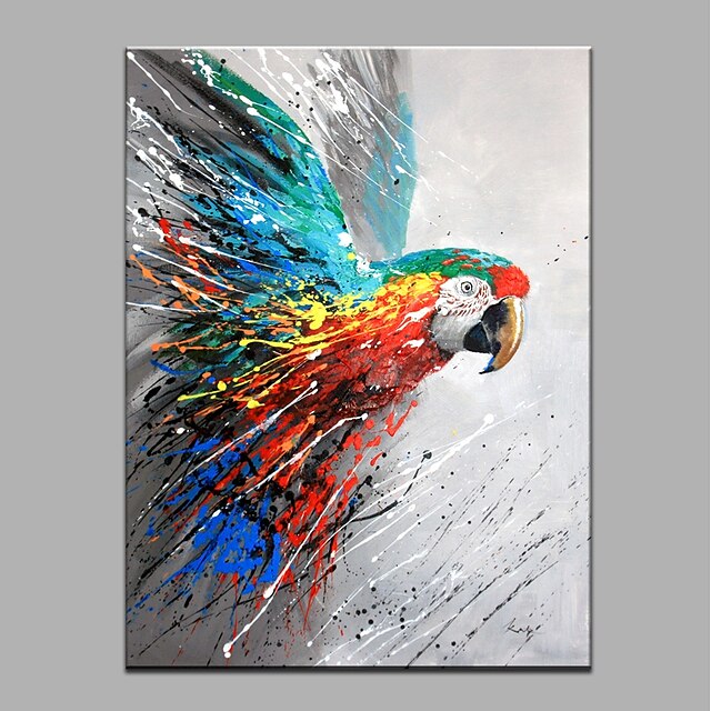  Oil Painting 100% Handmade Hand Painted Wall Art On Canvas Colorful Animal Abstract Parrot Bird Home Decoration Decor Rolled Canvas No Frame Unstretched