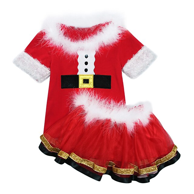  Cosplay Costume Santa Clothes Kid's Boys' Christmas Christmas New Year Festival / Holiday Polyster Red Easy Carnival Costumes Holiday / Top / Skirt / More Accessories / Top / Skirt
