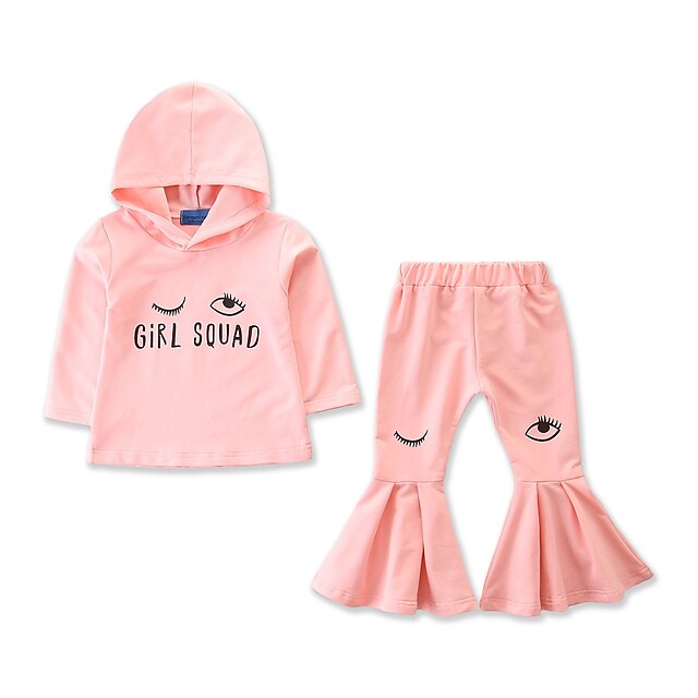  Kids Toddler Girls' Clothing Set Long Sleeve Pink Print Print Cotton Daily Holiday Active Basic Regular / Fall / Spring