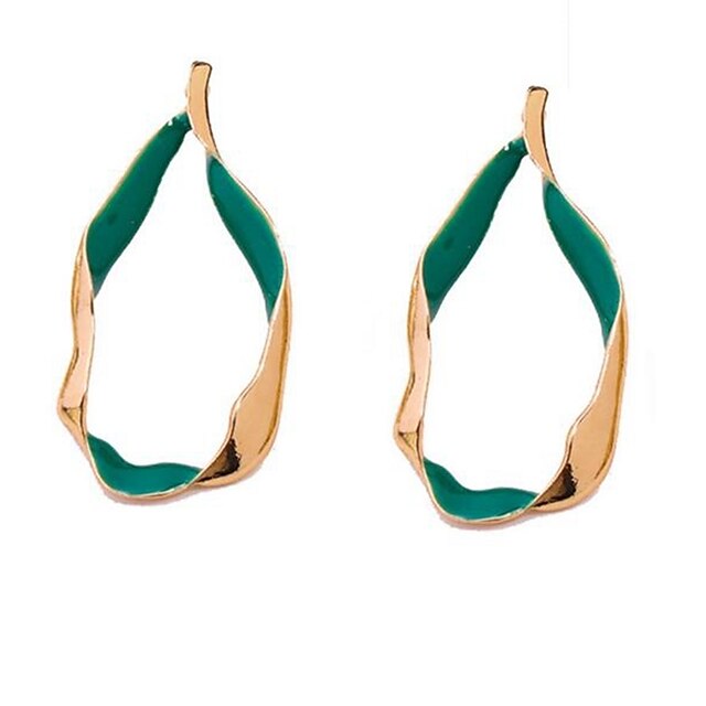  Women's Hoop Earrings Classic Ladies Stylish Unique Design Earrings Jewelry Gold For Daily 1 Pair