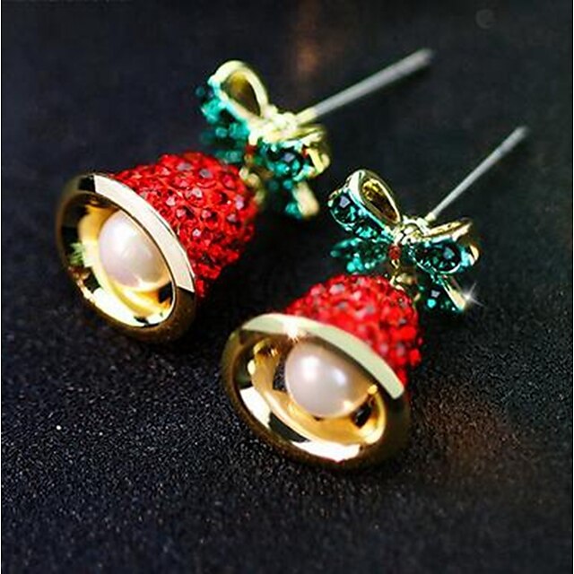  Damen Ohrstecker 3D Trompetenärmel damas Stilvoll Klassisch Künstliche Perle Strass Ohrringe Schmuck Gold Für Weihnachten Alltag 1 Paar