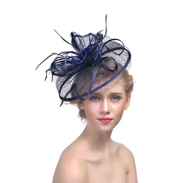  Tulle Fascinators with Feather 1 pc Wedding / Party / Evening / Horse Race Headpiece