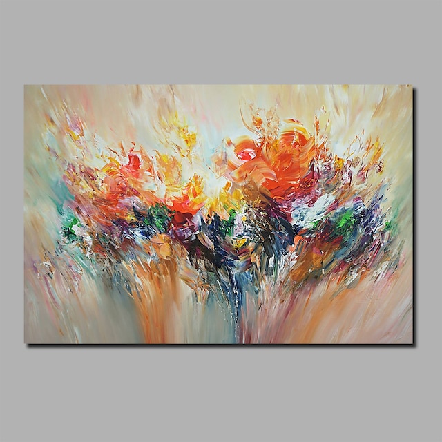  Oil Painting 100% Handmade Hand Painted Wall Art On Canvas Horizontal Colorful FLowes Panoramic Abstract Landscape Comtemporary Modern Home Decoration Decor Rolled Canvas With Stretched Frame