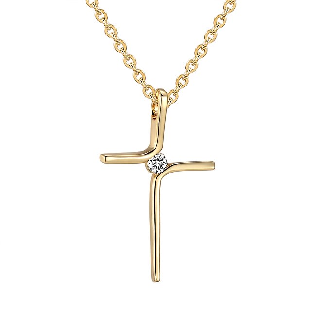  Women's Clear AAA Cubic Zirconia Pendant Necklace Classic Cross Ladies Classic Stainless Steel Gold Silver 55 cm Necklace Jewelry 1pc For Gift Daily