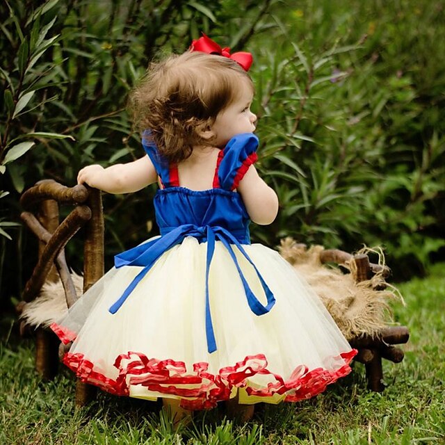  малыш Девочки Классический Однотонный Длинный рукав Хлопок Платье Синий