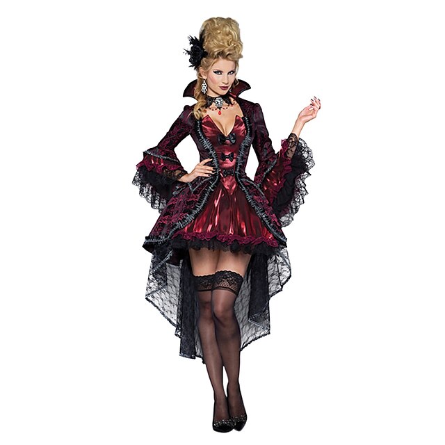  Vampyrer Queen Cosplay Kostumer Party-kostyme Dame Jul Halloween Karneval Festival / høytid Terylene Rød Svart Dame Karneval Kostumer Vintage / Kjole / Kjole