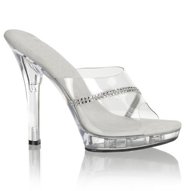  Women's Heels Clear / Transparent / PVC Spring / Summer Stiletto Heel Club Shoes Lucite Heel Wedding Party & Evening Sparkling Glitter PVC Silver / EU39