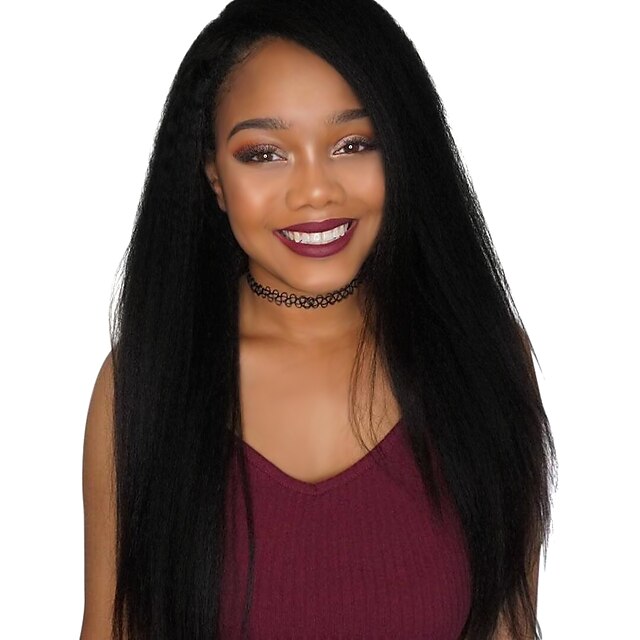  Human Hair Unprocessed Human Hair Lace Front Wig style Brazilian Hair Straight Wig 130% Density with Baby Hair Natural Hairline African American Wig 100% Hand Tied Women's Medium Length Long Human