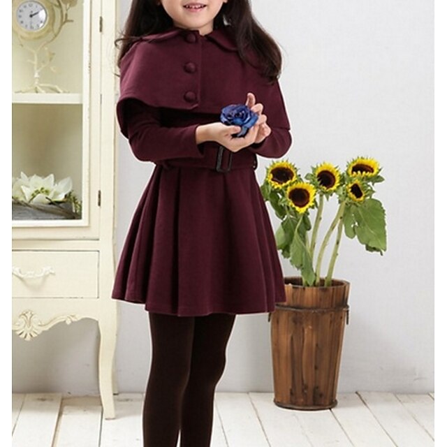  Girls' Long Sleeve Solid Colored 3D Printed Graphic Dresses Basic Dress Kids