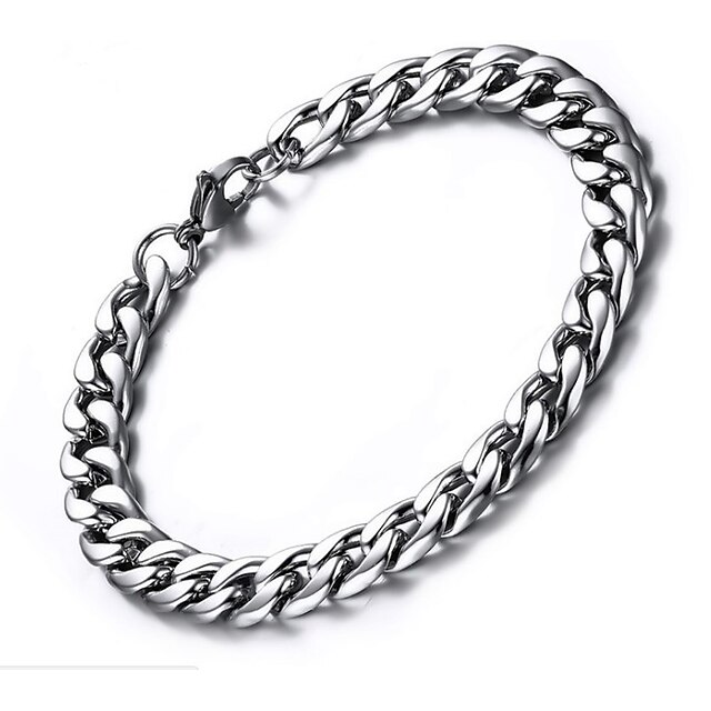  Men's Bracelet Thick Chain Paper Clip Simple Fashion Steel Stainless Bracelet Jewelry Silver For Gift Daily