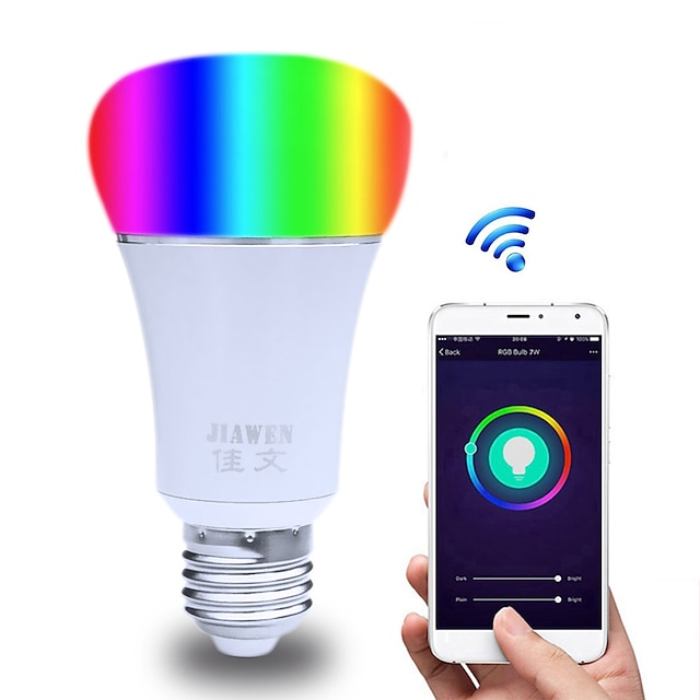  Smart Wifi Bulb APP Control RGBW Dimmable E27/E26 LED Light Bulb Works with Alexa Google Home16 Million Colours AC 85-265V