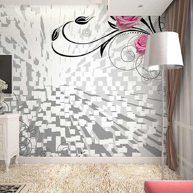  Mural Wallpaper Wall Sticker Covering Print Adhesive Required Blossom Flower Geometric Cube Canvas Home Décor