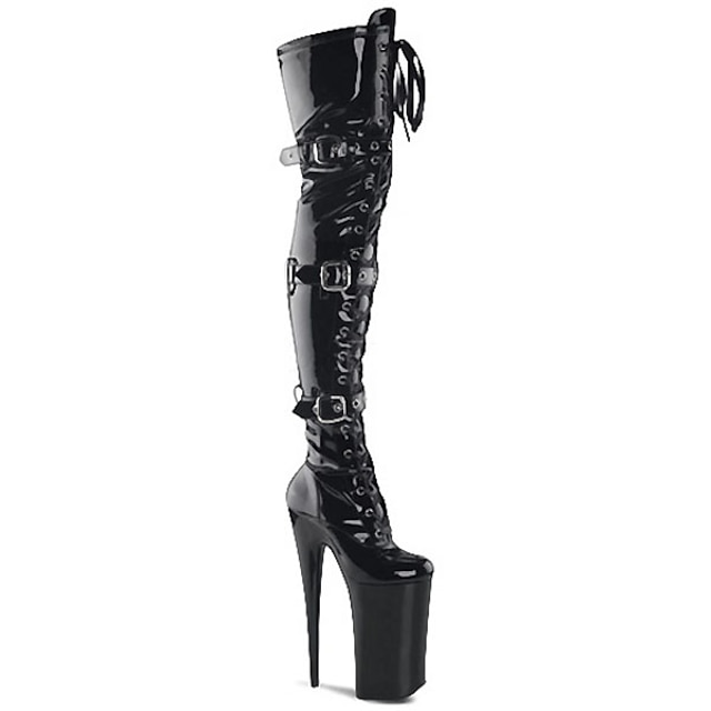  Women's Cosplay Boots Boots Sexy Boots Stiletto Heel Boots Stripper Boots Crotch High Boots Thigh High Boots Buckle Platform Stiletto Heel Closed Toe Sexy Party & Evening Patent Leather Leatherette