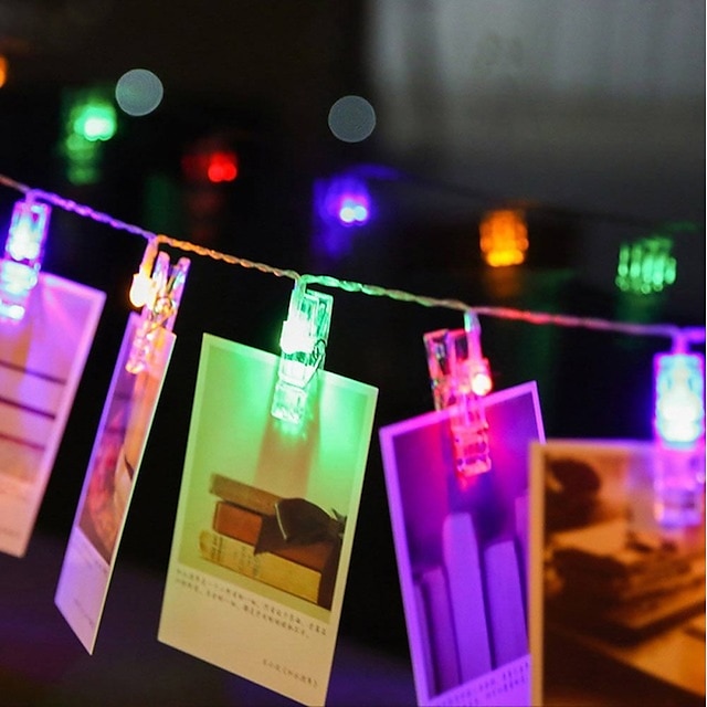  LEDs de luz de corda de foto 4m com 40 clipes de fotos 40 led para dormitório decoração de parede de quarto de decoração de casamento alimentado por bateria ou luzes cintilantes de fada usb