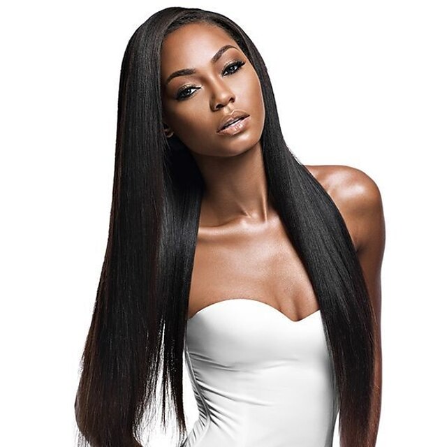  Remy Human Hair Lace Front Wig With Ponytail Kardashian style Brazilian Hair Yaki Straight Natural Wig 130% 150% 180% Density with Baby Hair Natural Best Quality Hot Sale Thick Women's Short Human