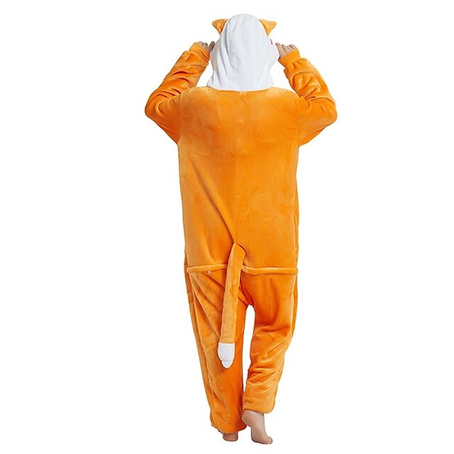 Toys & Hobbies Cosplay & Costumes | Adults Kigurumi Pajamas Fox Onesie Pajamas Flannel Fabric Orange Cosplay For Men and Women A