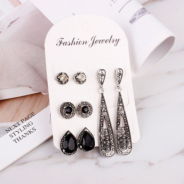  Women's Stud Earrings Classic Earrings Jewelry Silver For Daily Formal 4 Pairs