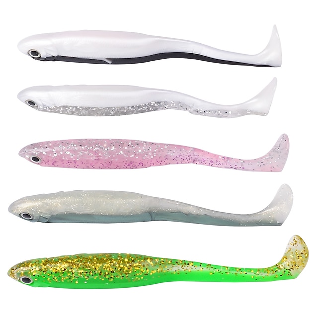  5 pcs Fishing Lures Soft Bait Outdoor Sinking Bass Trout Pike Bait Casting Lure Fishing General Fishing Silicon