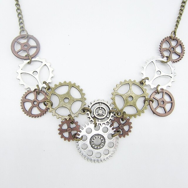  Women's Vintage Necklace Vintage Style Gear Ladies Stylish Vintage Steampunk Alloy Ancient Bronze 49 cm Necklace Jewelry 1pc For Street