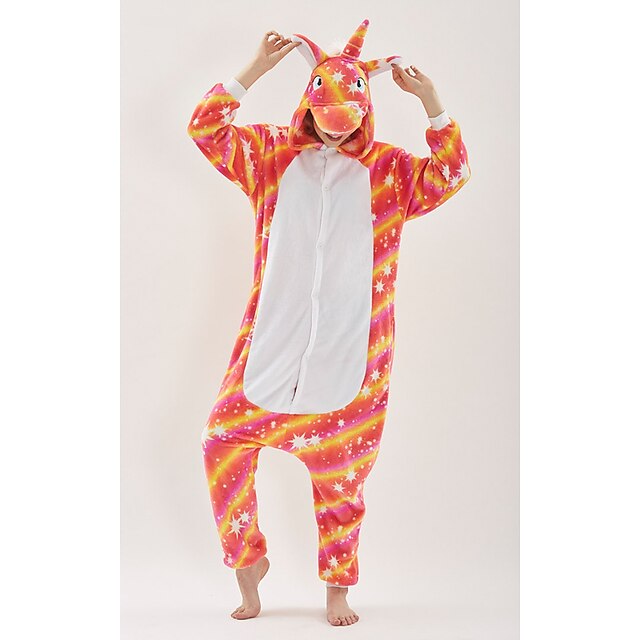  Adults' Kigurumi Pajamas Unicorn Onesie Pajamas polyester fibre Red Cosplay For Men and Women Animal Sleepwear Cartoon Festival / Holiday Costumes