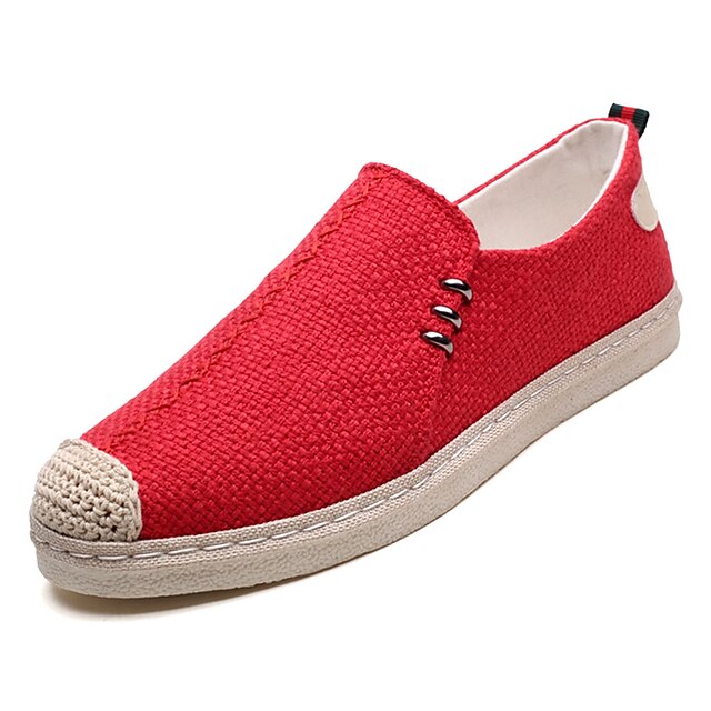  Men's Light Soles Linen Summer Casual Loafers & Slip-Ons Breathable Red / Black / Beige