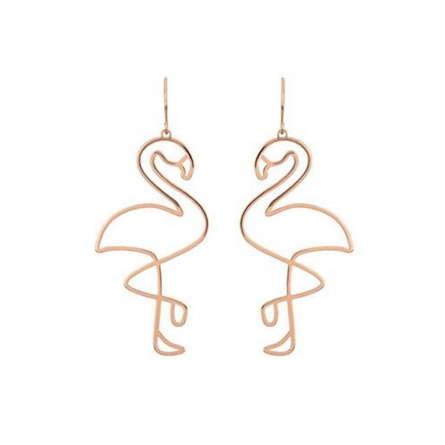 Women's Drop Earrings Hollow Out Flamingo Ladies Stylish Simple Earrings Jewelry Gold For Daily 1 Pair