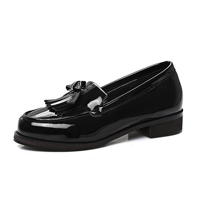  Mujer Zapatos de taco bajo y Slip-On Tallas Grandes Tacón Cuadrado Diario PU Blanco Negro Borgoña
