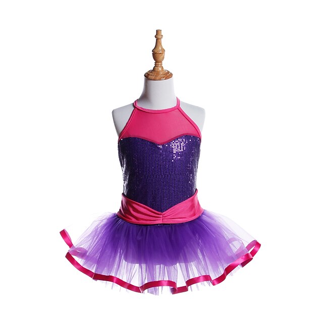  Ballet Vestido Cinta / Lazo Lentejuela Chica Entrenamiento Rendimiento Sin Mangas Licra Tul Lentejuelas