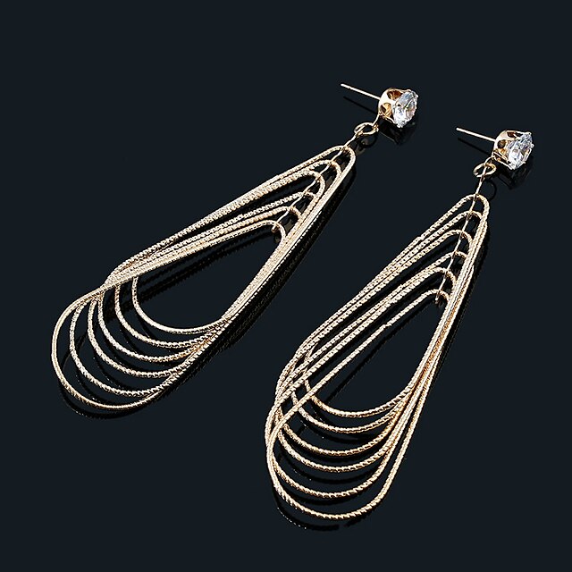  Women's Drop Earrings Long Stacking Stackable Ladies European Rhinestone Silver Plated Gold Plated Earrings Jewelry Gold / Silver For Street 1 Pair