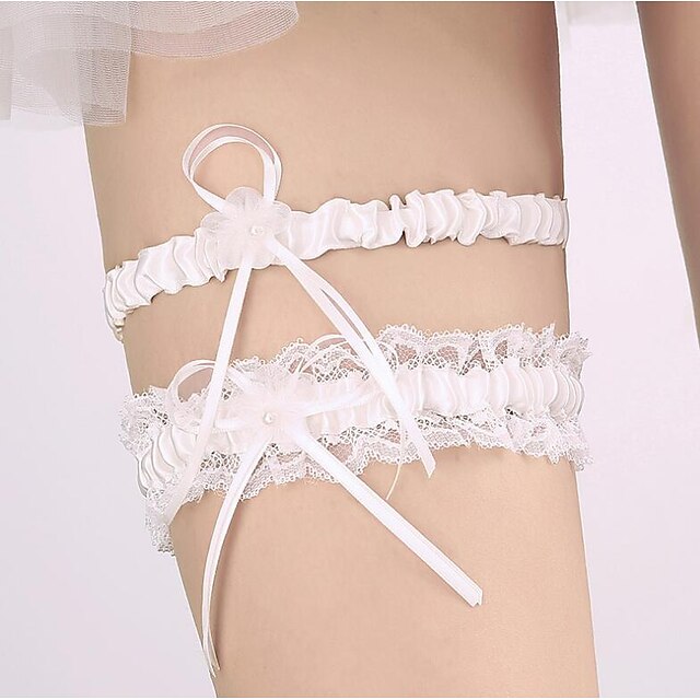  Acrylic Lace / Bow Wedding Garter With Sashes / Ribbons / Floral Unique Wedding Décor / Leg Warmer Wedding / Date