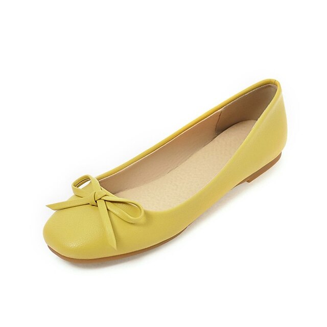  Women's Flats Flat Heel Square Toe Daily Bowknot Solid Colored PU White / Black / Yellow