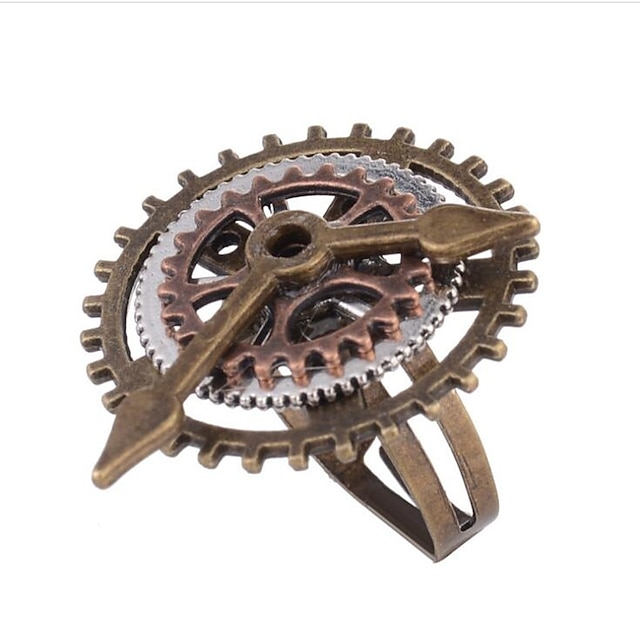  Women Ring Vintage Style Coffee Alloy Gear Ladies Steampunk Kinetic 1pc Adjustable / Women's