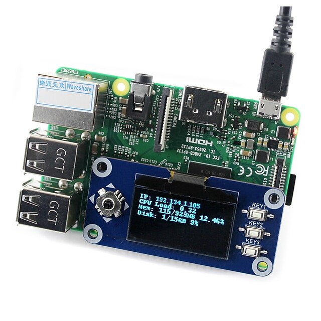  Waveshare  128x64  1.3inch OLED display HAT for Raspberry Pi