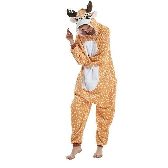  Erwachsene Kigurumi-Pyjamas Giraffe Karikatur Pyjamas-Einteiler Flanell Cosplay Für Herren und Damen Weihnachten Tiernachtwäsche Karikatur Fest / Feiertage Kostüme