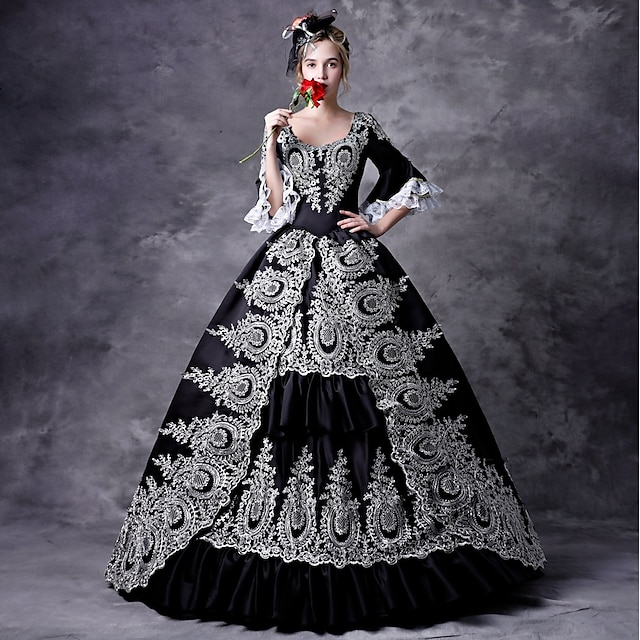  Rococo Victorian Medieval Cocktail Dress Vintage Dress Dress Masquerade Prom Dress Women's Lace Cosplay Costume Ball Gown Plus Size Customized Party Prom Dress