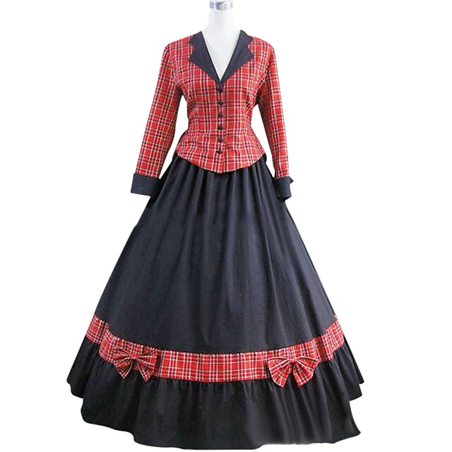  Μαρία Αντωνιέτα Rococo Victorian 18ος αιώνας φόρεμα διακοπών Φορέματα Κοστούμι πάρτι Χορός μεταμφιεσμένων Φόρεμα χορού Γυναικεία Σατέν Στολές Κόκκινο Πεπαλαιωμένο Cosplay Πάρτι Χοροεσπερίδα